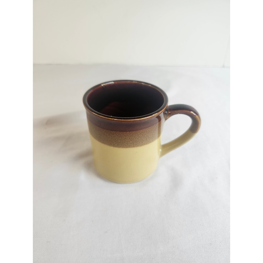 Vintage Japan Stoneware Coffee Mug Brown Tan‎ Ombre Glaze Retro Tea Cup